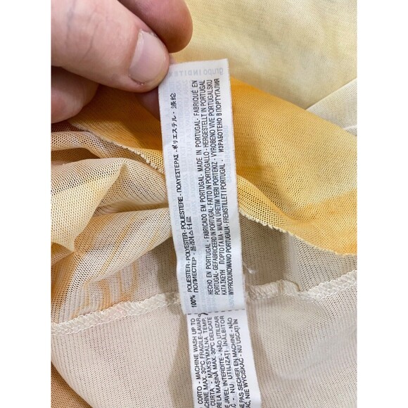 Womens Large Shirt Zara Basics Col Yellow and White See Through Negative Print - Picture 12 of 14